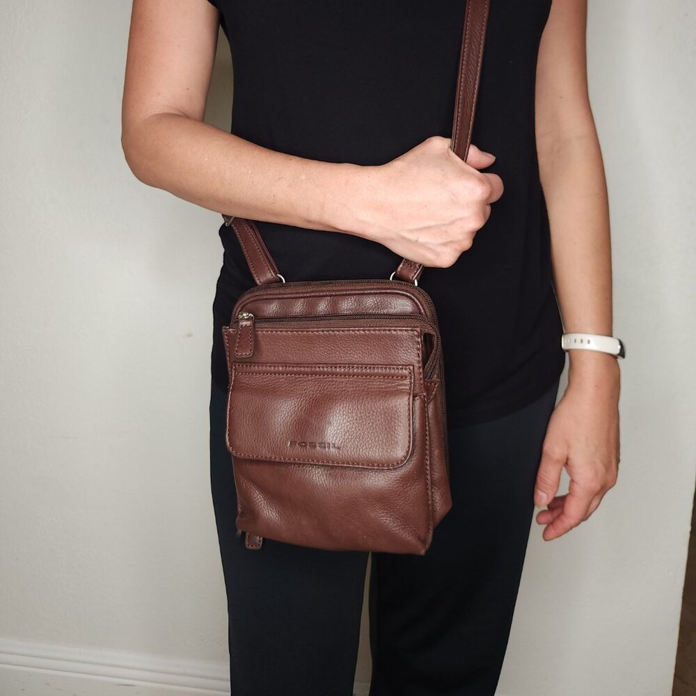Fossil Brown Leather Crossbody Bag